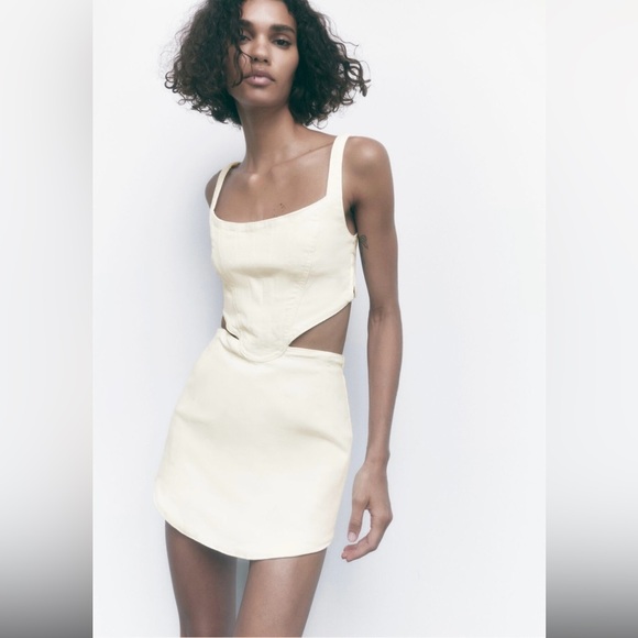 Zara white denim cut out dress size XS - Picture 1 of 2